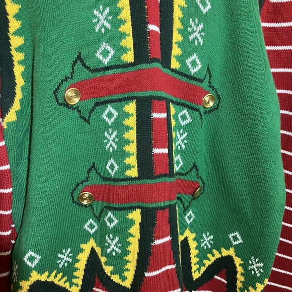 Ugly Christmas Sweater Sz M Elf Hoodie Red Preowned Unisex - Picture 2 of 9